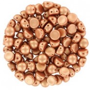 Czech 2-hole Cabochon beads 6mm Alabaster Metallic Copper